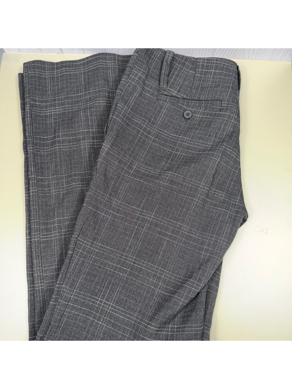 New York & Company Stretch Gray Plaid Wide Leg Dress Pants Women’s Size 4 Tall - Picture 7 of 7